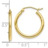 Black Bow Jewelry 2mm Round Hoop Earrings in 10k Yellow Gold, 20mm (3/4 Inch) - 4 of 4