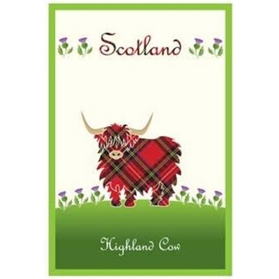 Slickblue Highland Cow Cotton Tea Towel – Scottish Thistle Design, 100% Cotton, Single or Set of 2, 26x18 Inches