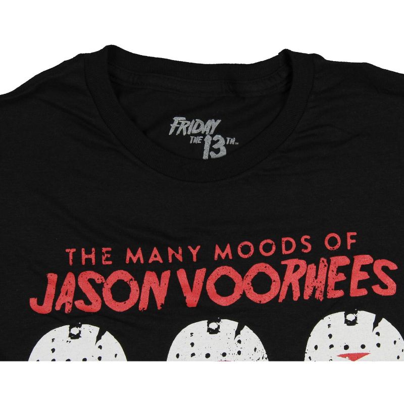 Friday The 13th The Many Moods Of Jason Voorhees Mask Shirt Distressed Licensed Graphics Tee, 3 of 4