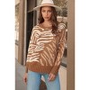 Slickblue Women's Oversized Zebra Print Pullover Sweater, Crew Neck Knit Top, Camel, Size S-L - 2 of 4