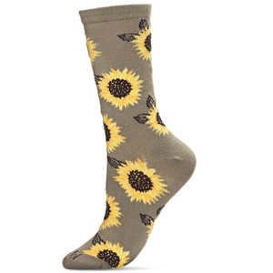 Memoi Majestic Sunflower Bamboo Blend Crew Socks - 1 of 3