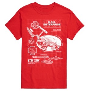 Men's - Star Trek - Enterprise Diagram Short Sleeve Graphic T-Shirt - 1 of 4