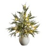 Nearly Natural 18" Pre-Lit Artificial Mini Snowed Cypress Christmas Tree in White Ceramic Planter - 2 of 4