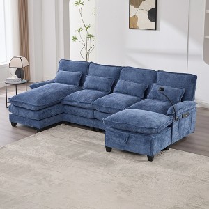 VASIP 106" U-Shaped Modular Cloud Couch Sectional ,4-Seat Chenille Sleeper Sofa with Chaise Lounge, Ottoman for Living Room,Emerald - 1 of 4