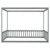 NicBex Twin/Full Size Canopy Bed Frame,Floor Platform Bed with Fence and Guardrails,Montessori Floor Bed for Kids,Adults,Teens - 2 of 4