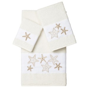 Linum Home Textiles 100% Turkish Cotton LYDIA Embellished Towel Set - 1 of 4