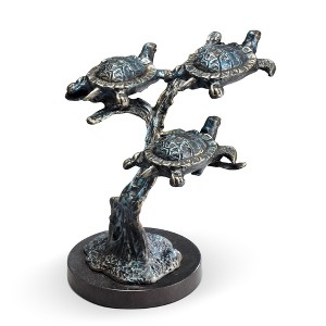 SPI Home Traveling Trio Sea Turtle Sculpture – Aluminum Ocean Art, Freestanding Coastal Décor, 13.5” Tall Marine Accent - 1 of 4