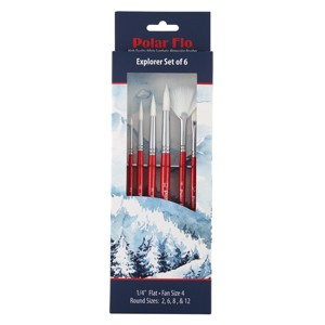 Creative Mark Polar Flo Professional Watercolor Brushes - Assorted Shape  - Short Handle, Nickel-Plated Seamless Brass Ferrule - Art Paint Brushes for - 1 of 4