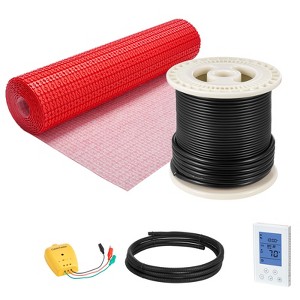 VEVOR 80 sqft Floor Heating Mat System, 120V Electric Radiant Heated Floor System, with Decoupling Membrane & Smart Control Thermostat & Alarm, Black - 1 of 4