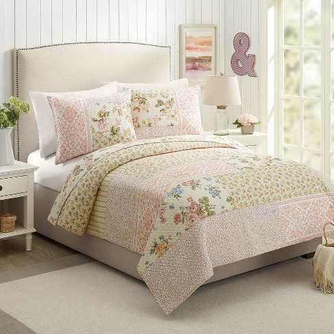 Mary Jane's Home 3pc Full/queen Provencal Rose Quilt Bedding Set Pink :  Target