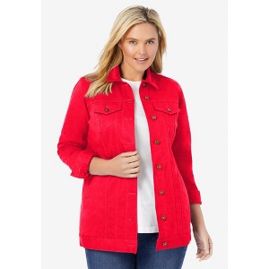 Woman Within Plus Size Long Stretch Denim Jacket - 1 of 4