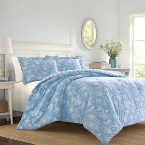 Laura Ashley King Walled Garden Comforter & Sham Set Blue