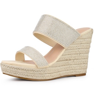 Perphy Women's Sandal Platform Rhinestones Dual Strap Espadrille Wedge