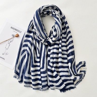 The Marina - Navy and White Lightweight Scarf by Youzey