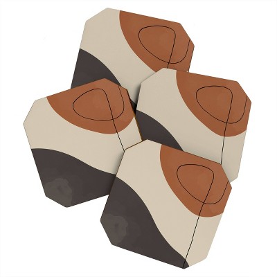 4pk Alisa Galitsyna Modern Abstract Shapes Coasters - society 6
