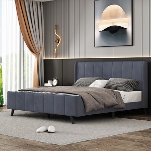 Queen/Full/Twin Size Upholstered Wood Platform Bed-ModernLuxe - 1 of 4