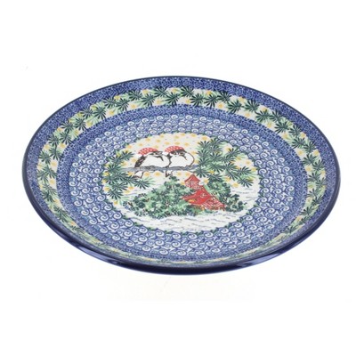 Blue Rose Polish Pottery Waiting for Winter Dinner Plate