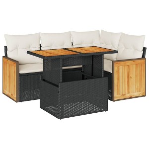 vidaXL Garden Sofa Set Black PE rattan Modular Modular - 1 of 4