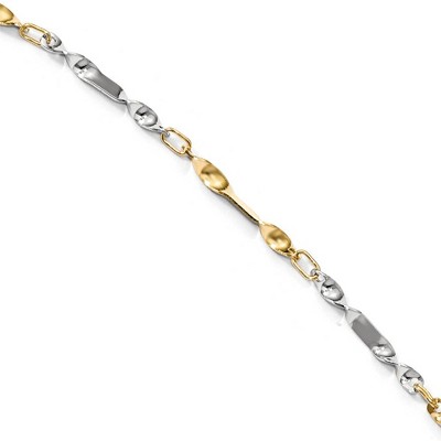 Black Bow Jewelry 14k Two Tone Gold 2.5mm Polished Twisted Link Anklet, 10 Inch