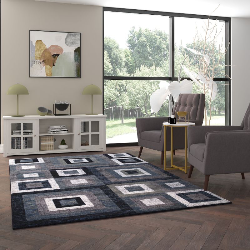 Emma and Oliver Modern Accent Rug with Geometric Square Pattern, 2 of 10