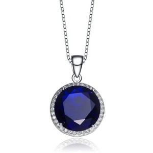 Guili Sterling Silver Blue Cubic Zirconia Round Pendant - 1 of 2