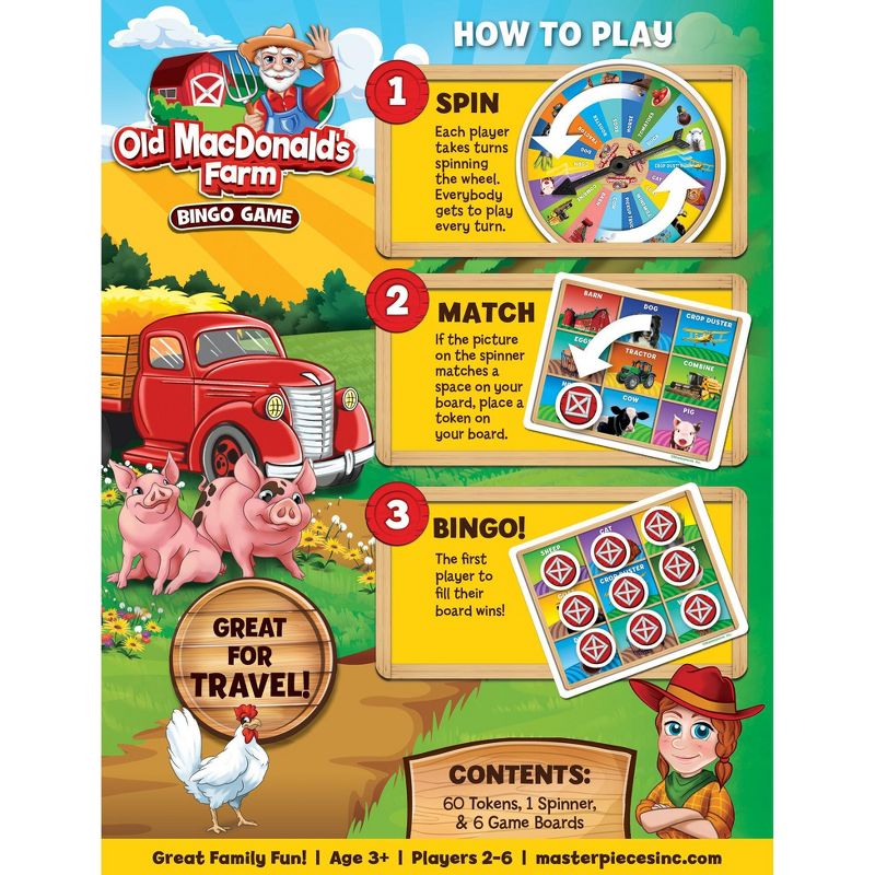 MasterPieces Kids Games - Old MacDonald's Farm Bingo Game, 4 of 6