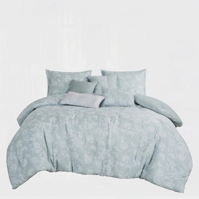 Home Mart Goods 7 Piece Blue Floral Modern Comforter Set Soft Bedding — фото 2