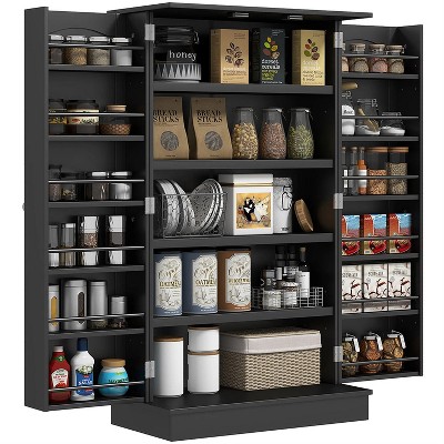 LunaLulinlk 41" Kitchen Pantry Storage Cabinet, Freestanding Kitchen Cabinet with 12 Door Shelves, Double Doors, 5-tier Shelving