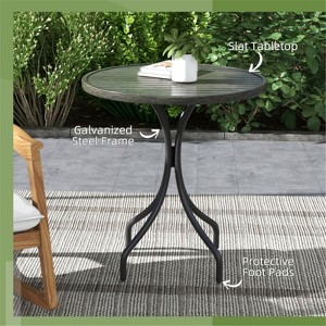 VisioGear Patio End Tables, 2-Tier End Table, Outdoor Caffe Table for Balcony, Terrace, Black, 26"*26"*28.1" - 1 of 4