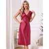 INSPIRE CHIC Women's Elegant Satin Lace Trim V-Neck Sleepwear Sleeveless Pajama Dress Midi Nightgowns - 3 of 4