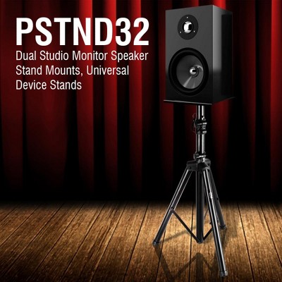 Pyle Adjustable Black Metal Tripod Studio Monitor Speaker Stands, Pair