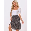 Allegra K Women's Floral Print Smocked Elastic Waist Midi Flowy Tiered Ruffle Skirt - 2 of 4