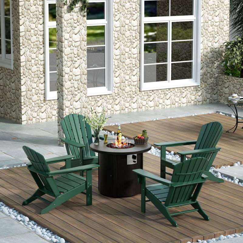 WestinTrends Outdoor Patio Adirondack Chair With Round Fire Pit Table Sets, 2 of 3