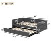Full Size Upholstered Daybed with Twin Trundle, Daybed with Tufted Button and Copper Nail Back, Space-Saving Bed with Wood Frame-Baofuwish - 4 of 4