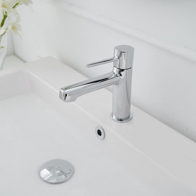 Polished Chrome Single Handle Modern Bathroom Faucet
