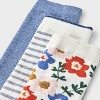 Women's Floral 3pk Crew Socks - A New Day™ Ivory/Blue/Gray 4-10: Tagless, Smooth Toe Seams - 3 of 3
