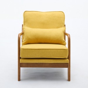 SEYNAR Mid Century Boucle Uplostered Soild Wood Accent Armchair with Pillow - 1 of 4