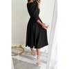 Womens Dress Wrap V Neck 3/4 Puff Sleeve Flowy Midi Dress - 3 of 3