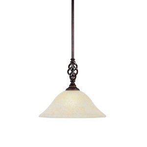Toltec Lighting Elegante 1 - Light Pendant in  Dark Granite with 12" Amber Marble Shade - 1 of 1