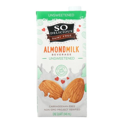 So Delicious Unsweetened Dairy Free Almond Milk Beverage - Case of 6/32 oz