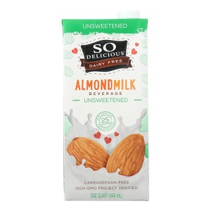 So Delicious Unsweetened Dairy Free Almond Milk Beverage - Case of 6/32 oz - 1 of 4