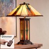 Robert Louis Tiffany Mission Style Table Lamp with Table Top Dimmer and Night Light 25" High Bronze Stained Glass for Living Room Bedroom - 2 of 4