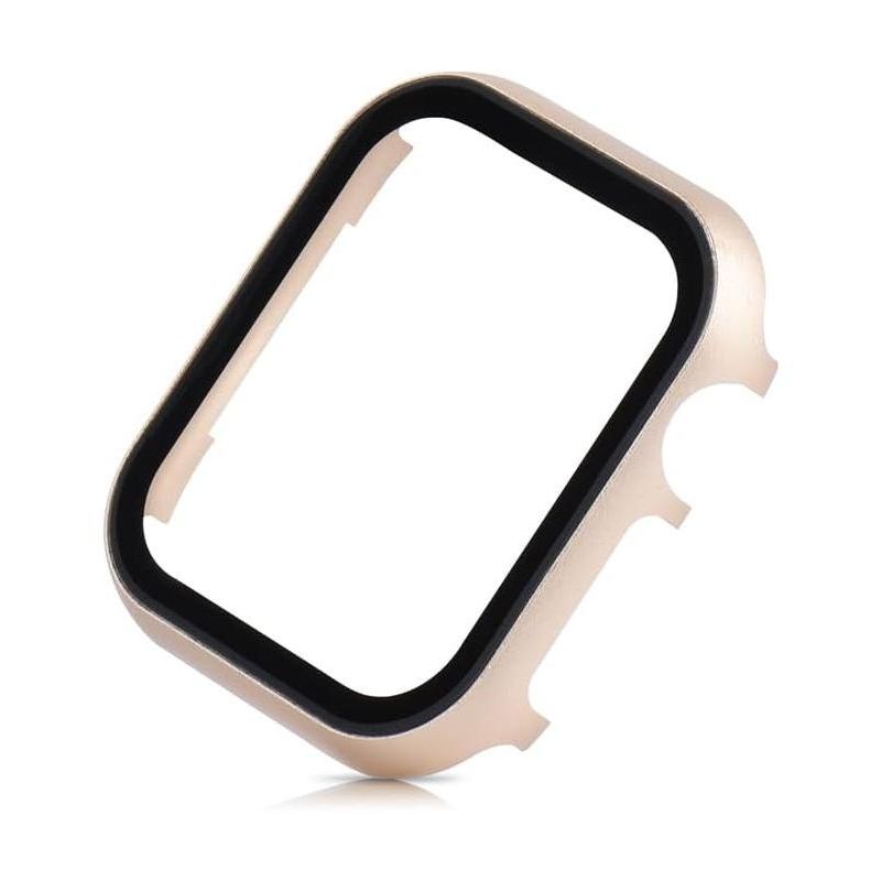 Worryfree Gadgets Electroplated Metal Bumper With Tempered Glass Screen Protector For Apple Watch 38mm, Rose Gold, 1 of 3