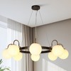 LNC Aladarimostinin Wagon Wheel Oversized Chandelier, Brushed Black and Polished Gold with Opal Glass,5/6/8Light,30.7in/33.5/34.2in - 2 of 4