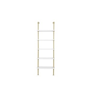 72.8" Nathan James Set of 2 Theo 5 Shelf Bookshelf White/Gold - 1 of 4