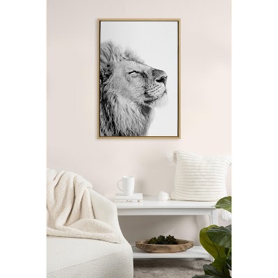 Natural Framed Lion Canvas Print, 23x33
