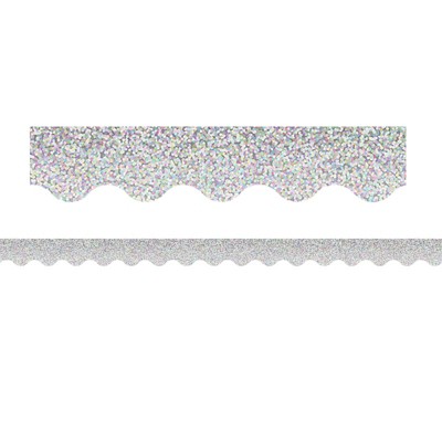 Teacher Created Resources Silver Sparkle Scalloped Border Trim, 35 Feet (Pack of 6)