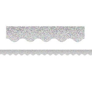 Teacher Created Resources Silver Sparkle Scalloped Border Trim, 35 Feet (Pack of 6) - 1 of 1