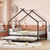 Full-Size Metal Frame House Bed with Included Twin Size Trundle Drawer - 2 of 4