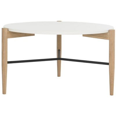 Thyme Round Coffee Table - White/Oak - Safavieh